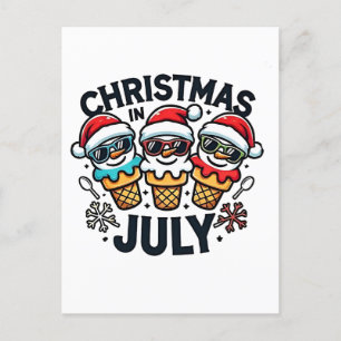 Carte Postale Faire-part Noël en juillet 4 juillet Glace USA
