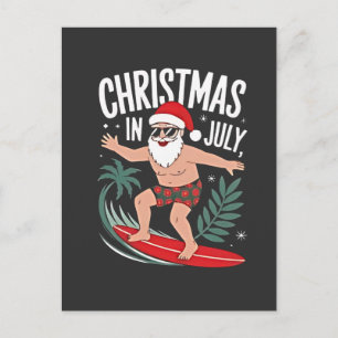 Carte Postale Faire-part Noël en juillet Funny xmas Noël Santa Plage
