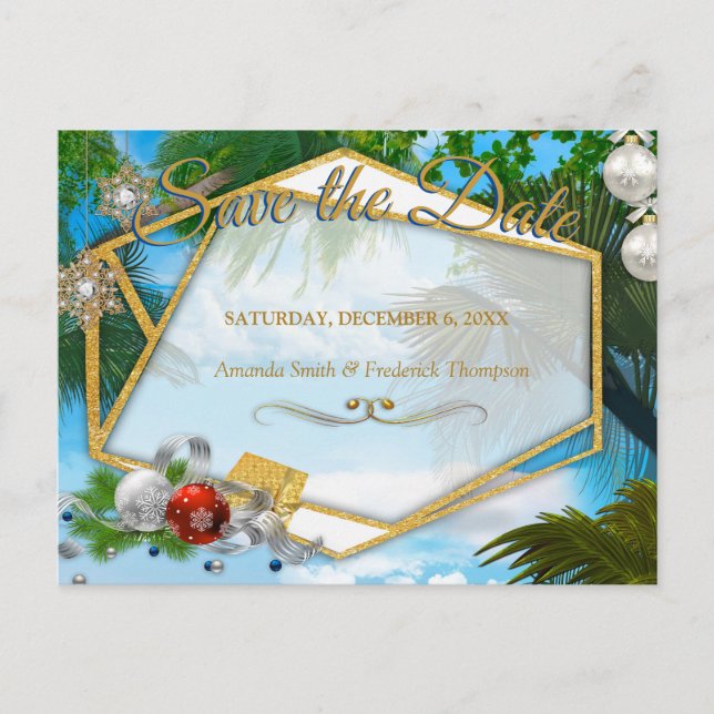 Carte Postale Faire-part Noël Été Enregistrer la date (Devant)