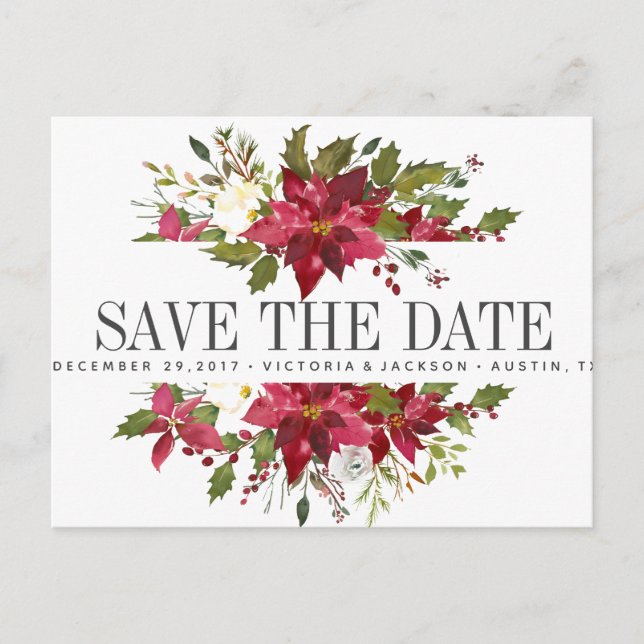 Carte Postale Faire-part Noël | Mariage d'hiver WEDDING Réservez la date (Devant)