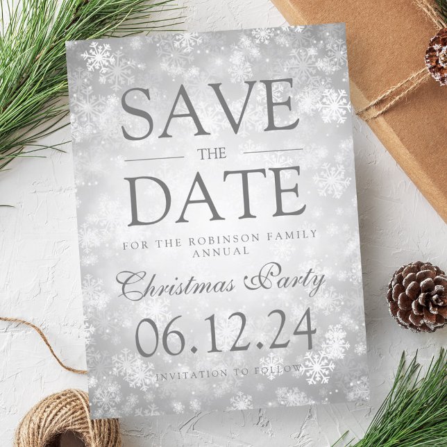 Carte Postale Faire-part Noël Sauvez La Date Hiver Argent (Christmas Save The Date Winter Silver Announcement Postcard)