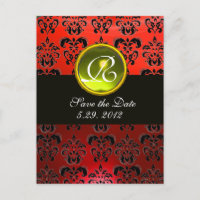 NOIR BLANC ET ROUGE DAMAS JAUNE TOPAZE Monogramme