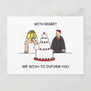Carte Postale Faire-part Notre mariage est annulé Dessin animé Couple