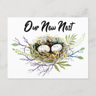 Carte Postale Faire-part Notre nouvelle aquarelle de nid se déplace