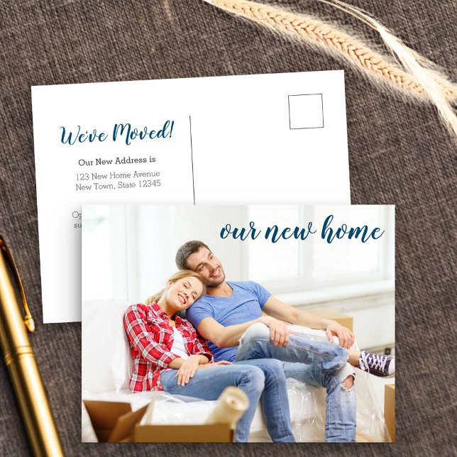 Carte Postale Faire-part Notre nouvelle maison Personnalisée Photo Pleine B (New Address postcard with horizontal photo)