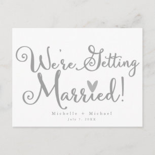 Carte Postale Faire-part NOUS ALLONS NOUS MARIER Blanc & Gris Save the Date