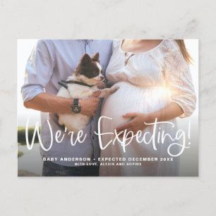 Carte Postale Faire-part Nous attendons un bébé Calligraphie moderne Annonc