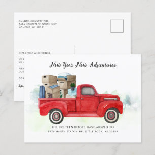 Carte Postale Faire-part Nous avons déménagé Aventures du Nouvel An Camion 