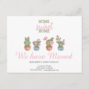 Carte Postale Faire-part Nous avons déménagé, Cactus, Maison douce maison