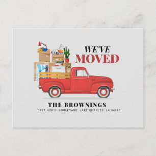 Carte Postale Faire-part Nous avons déménagé Camion rouge rustique déménage