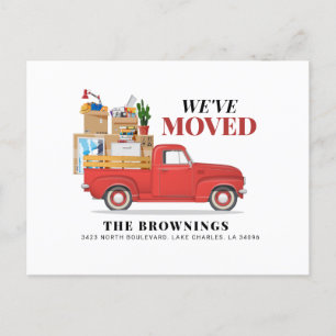 Carte Postale Faire-part Nous avons déménagé Camion rouge rustique déménage