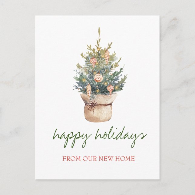 Carte Postale Faire-part Nous Avons Déménagé, Chic Noël Arbre Vacances (Devant)