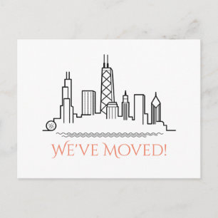 Carte Postale Faire-part Nous avons déménagé Chicago City Skyline