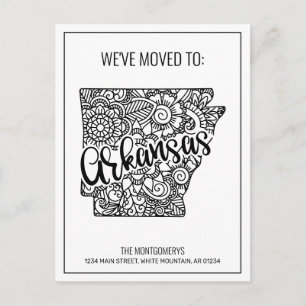 Carte Postale Faire-part Nous avons déménagé Floral Mandala Arkansas Nouvea