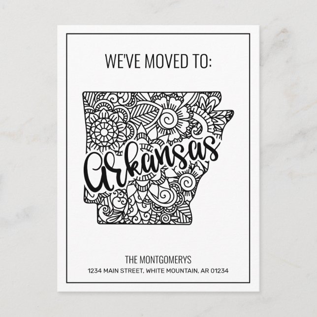 Carte Postale Faire-part Nous avons déménagé Floral Mandala Arkansas Nouvea (Devant)