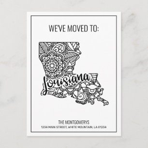 Carte Postale Faire-part Nous avons déménagé Floral Mandala Louisiane State