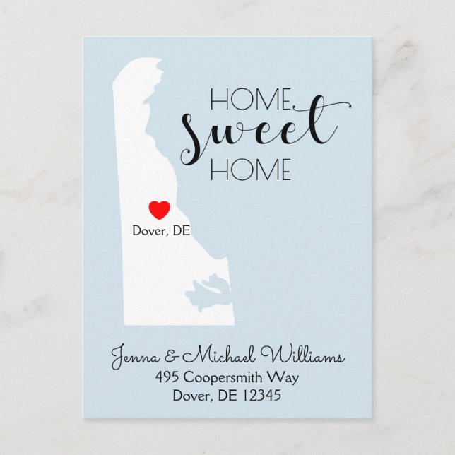 Carte Postale Faire-part Nous avons déménagé | Home Sweet Home Delaware (Devant)