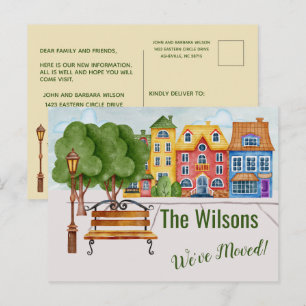 Carte Postale Faire-part Nous avons déménagé la vie de ville colorée en mou