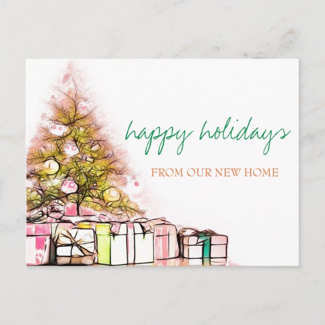 Carte Postale Faire-part Nous Avons Déménagé, L'Arbre De Noël Présente Vaca (Devant)
