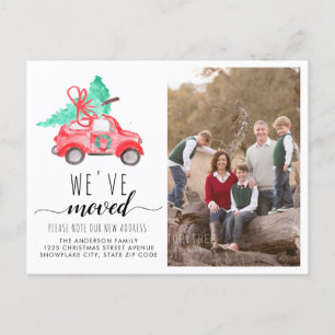 Carte Postale Faire-part Nous avons déménagé les vacances de Noël en voitur