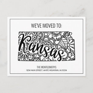 Carte Postale Faire-part Nous avons déménagé l'Etat de Mandala Kansas