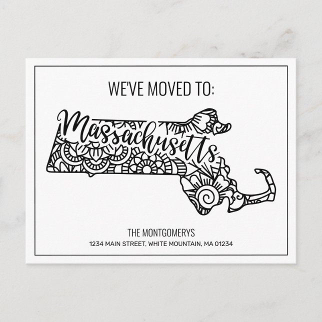 Carte Postale Faire-part Nous avons déménagé l'état de Mandala Massachusett (Devant)