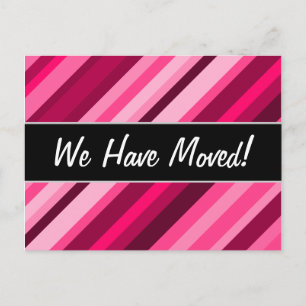 Carte Postale Faire-part "Nous Avons Déménagé !" + Motif Pink/Magenta Strip