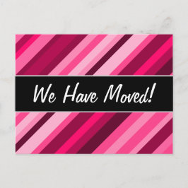 Carte Postale Faire-part "Nous Avons Déménagé !" + Motif Pink/Magenta Strip