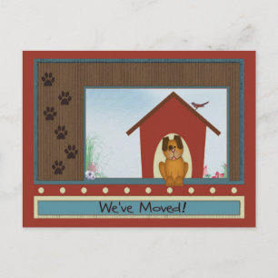 Carte Postale Faire-part Nous avons déménagé Niche pour chien mignonne avec