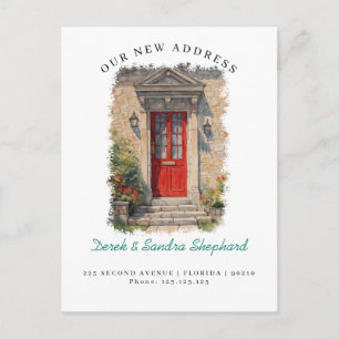 Carte Postale Faire-part Nous avons déménagé Nouvelle Adresse Porte Aquarel