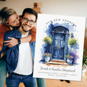 Carte Postale Faire-part Nous avons déménagé Nouvelle Adresse porte Navy Aq