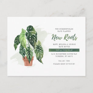 Carte Postale Faire-part Nous avons déménagé Planted New Roots Botanique en