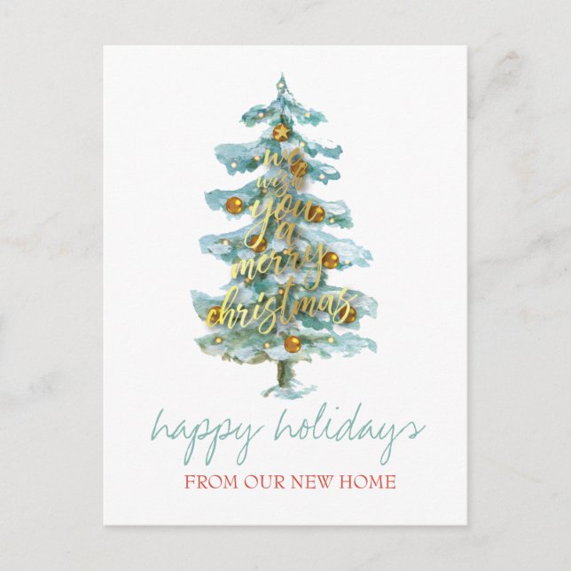 Carte Postale Faire-part Nous avons déménagé Sapin,Boules,Étoiles Fêtes  (Devant)