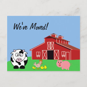 Carte Postale Faire-part Nous avons déménagé (Style ferme animale)