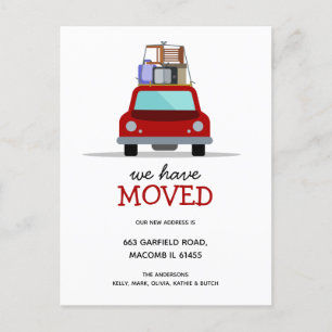 Carte Postale Faire-part Nous avons déménagé voiture nouvelle adresse famil