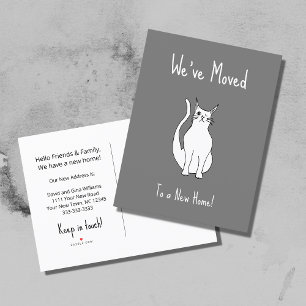 Carte Postale Faire-part Nous avons déplacé Cute Winking Chat Nouveau Accue
