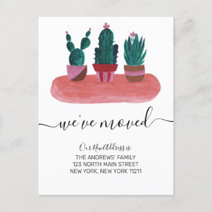 Carte Postale Faire-part Nous avons déplacé des plantes de cactus modernes 