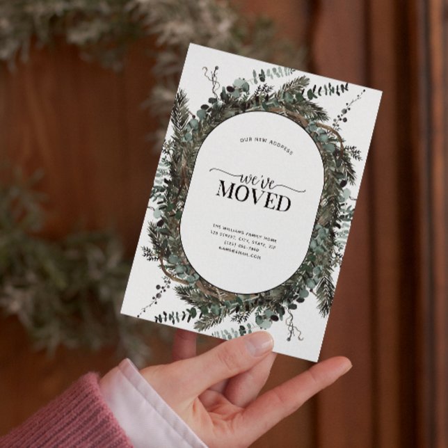 Carte Postale Faire-part Nous avons déplacé Dusty Winter Eucalyptus (We've Moved Dusty Winter Eucalyptus Announcement Postcard!)