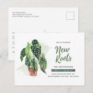 Carte Postale Faire-part Nous avons déplacé l'aquarelle pointé Plante Dépla