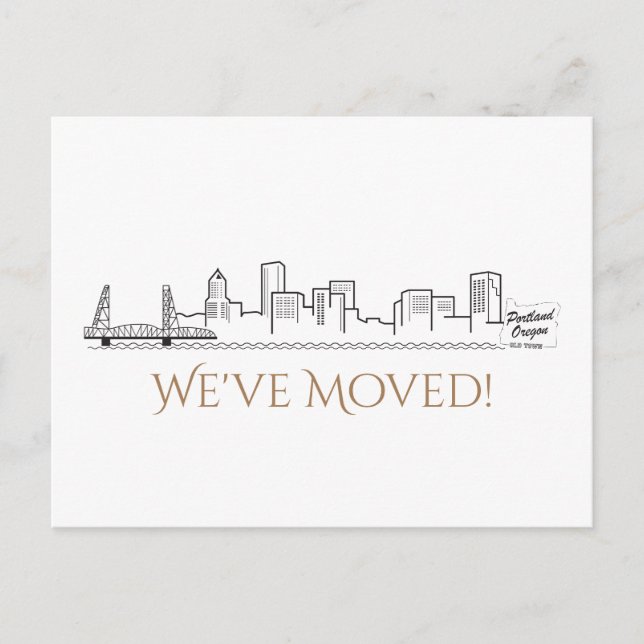 Carte Postale Faire-part Nous avons déplacé Portland City Skyline (Devant)