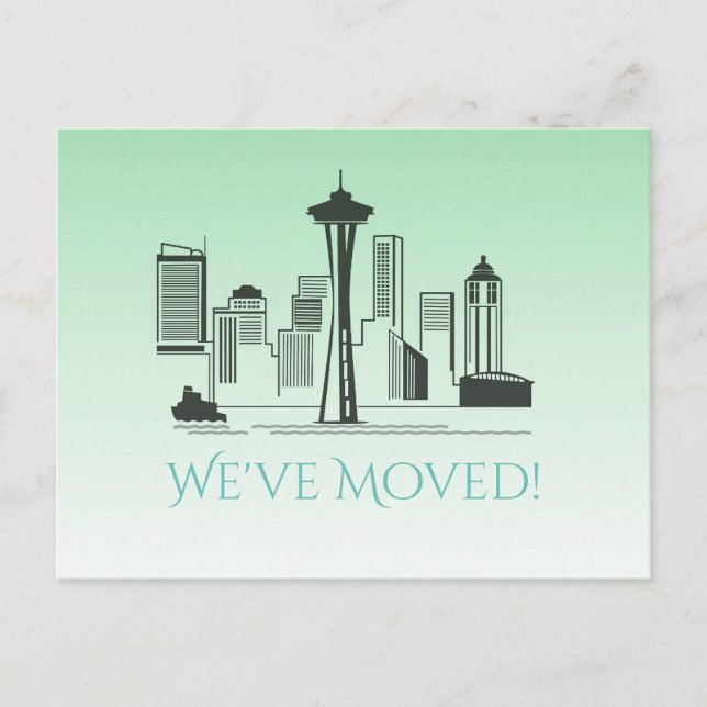 Carte Postale Faire-part Nous avons déplacé Seattle City Skyline (Devant)