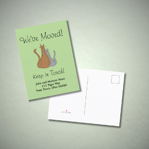 Carte Postale Faire-part Nous avons déplacé Tabby Cats Green