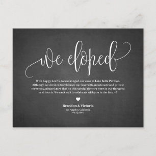 Carte Postale Faire-part Nous Avons Été   Chalkboard Joli Script Elopement