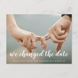 Carte Postale Faire-part Nous avons modifié la photo Date White Handwriting