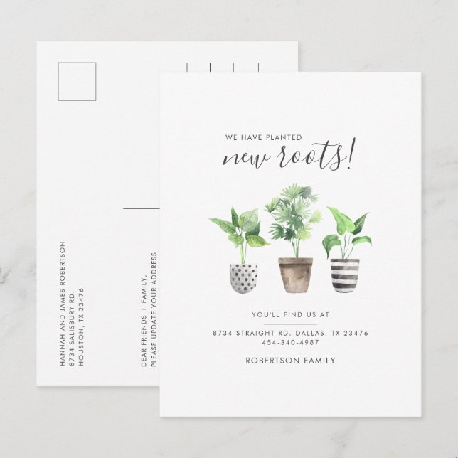 Carte Postale Faire-part Nous Avons Planté De Nouvelles Racines Botanique D (Devant / Derrière)