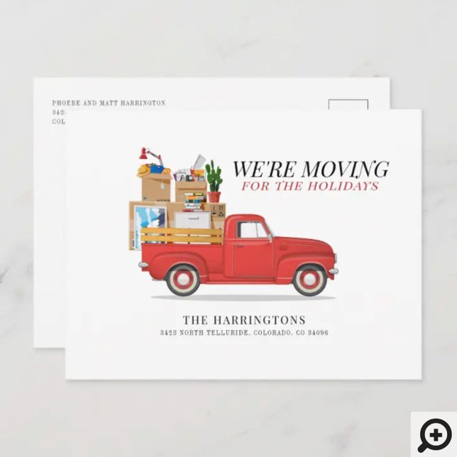 Carte Postale Faire-part Nous déménageons un camion rouge changement d'adre (Créateur téléchargé)