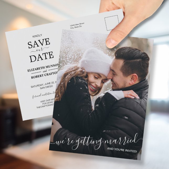 Carte Postale Faire-part Nous nous marions Photo Mariage Enregistrer la dat (Créateur téléchargé)