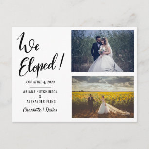 Carte Postale Faire-part Nous nous sommes enfuis Mariage écrit Casual Deux 