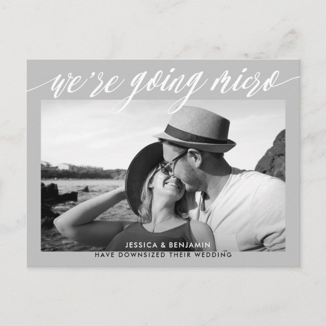 Carte Postale Faire-part Nous passons au micro | Mise à jour du mariage (Devant)