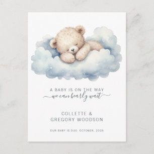 Carte Postale Faire-part Nous Pouvons Attendre Bébé Ours Nuages Grossesse
